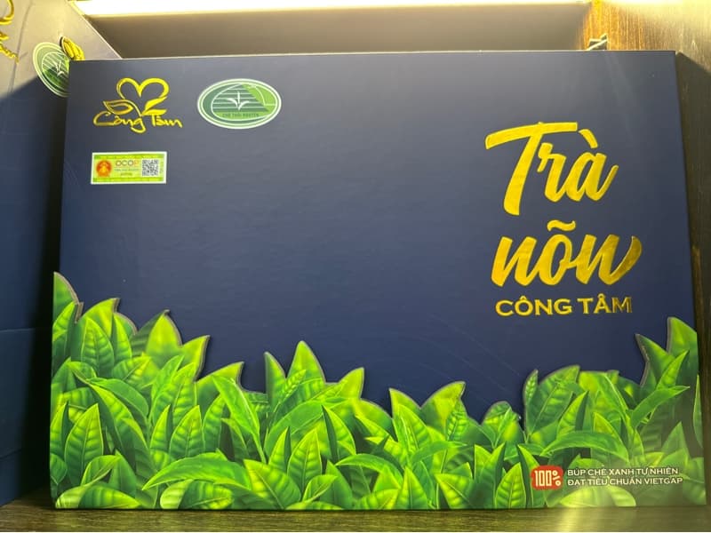 Trà thái nguyên set hộp xanh cứng 2
