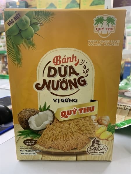 Bánh dừa nướng vị gừng hộp vàng 180G