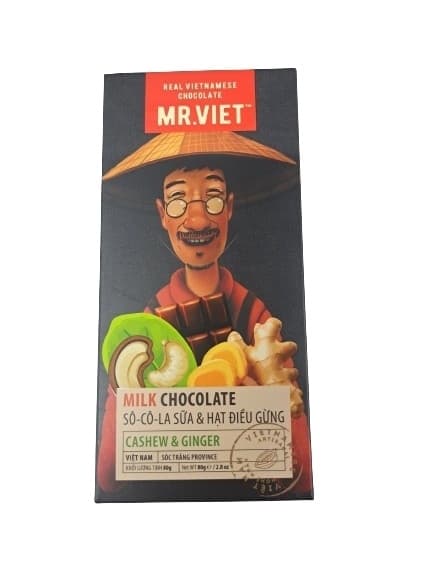 MR.VIET Sô cô la Sữa Hạt điều và Gừng 80g