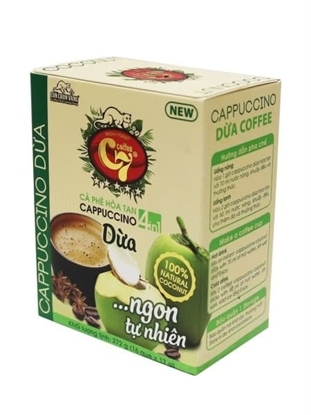 Cà phê hòa tan C7 G8 capucino dừa hộp 16 gói C7