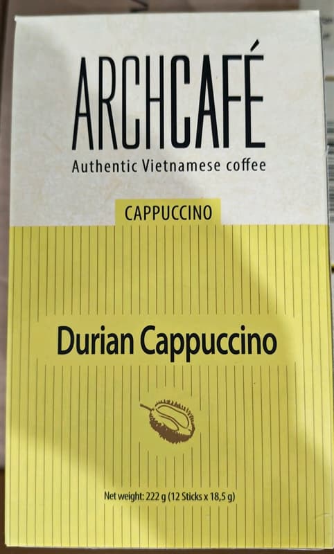 Cà phê hòa tan Cappuccino G8 sầu riêng Archcafe hộp 12 gói x 18g