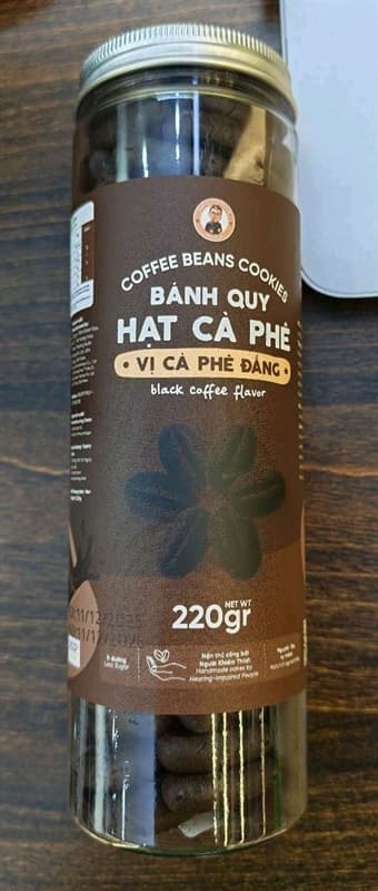 Bánh quy hạt cà phê vị cà phê đắng hộp 220g