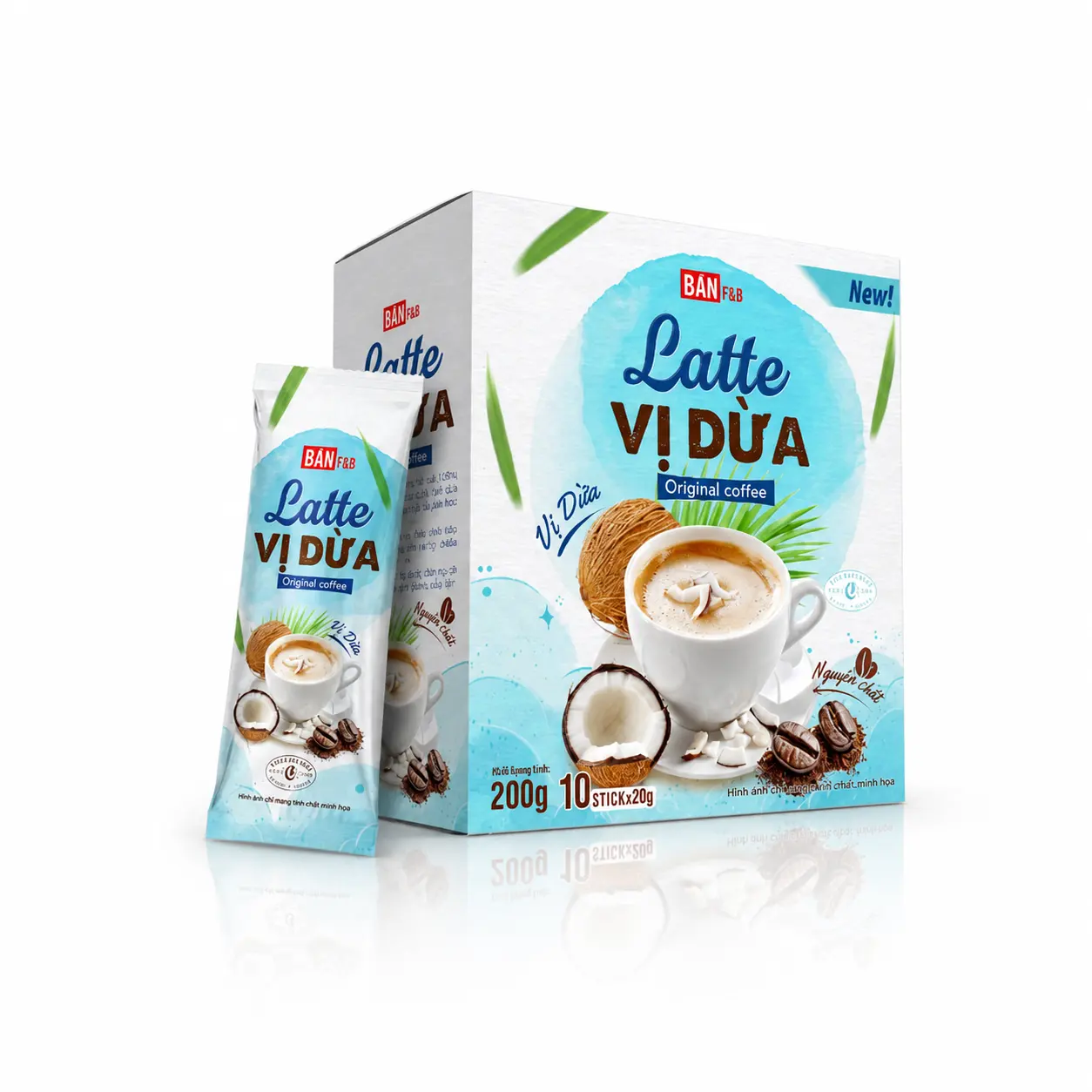 Cà phê Bản Latte vị dừa ban f&b 200g T24G