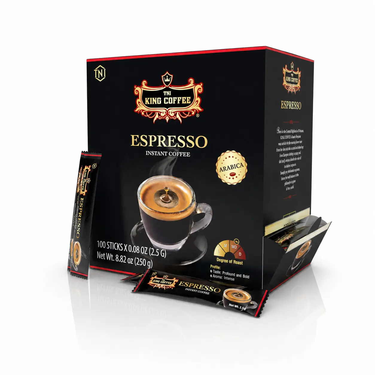 CÀ PHÊ HÒA TAN ESPRESSO KING COFFEE HỘP 100 GÓI