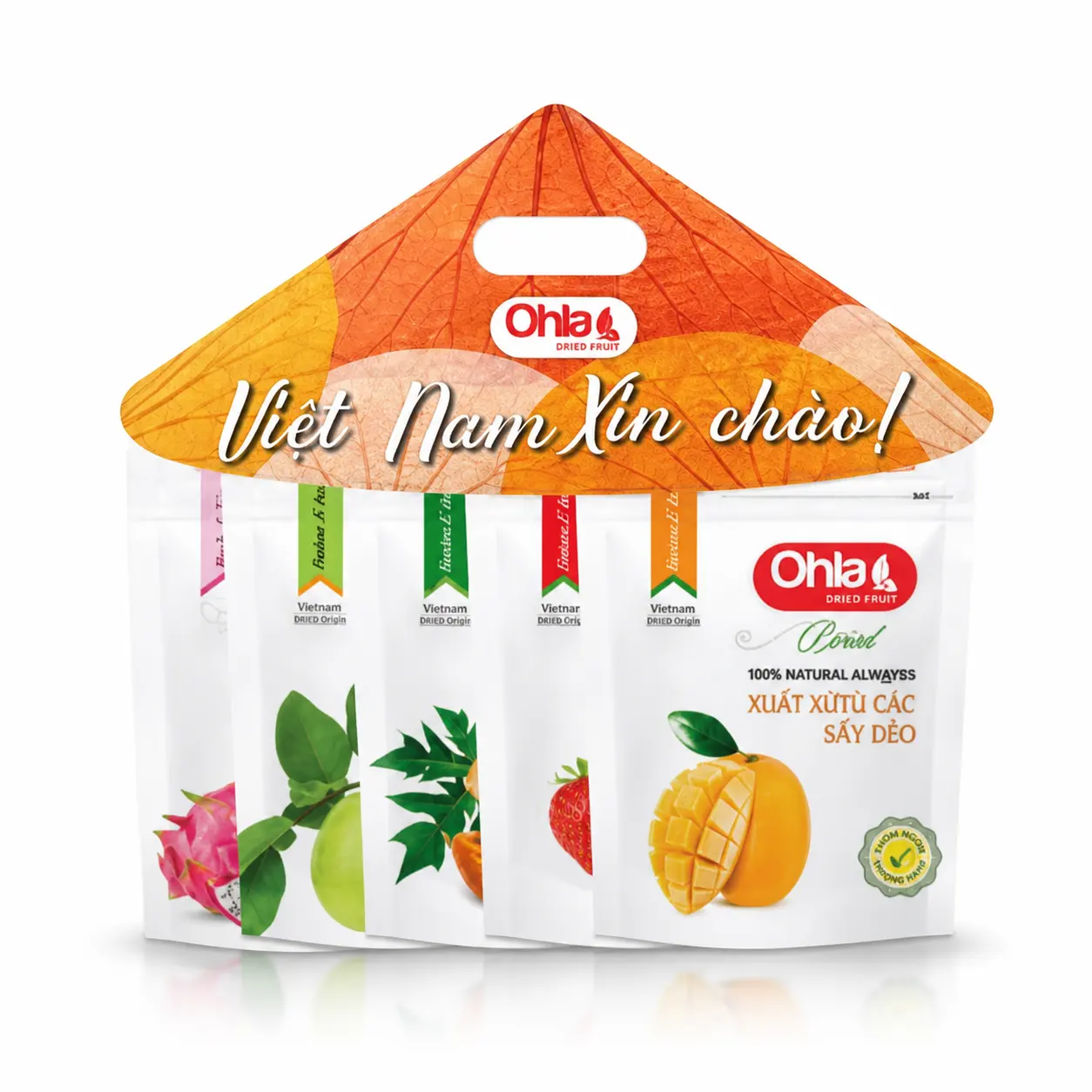Combo nón lá hoa quả sấy dẻo Ohla 5