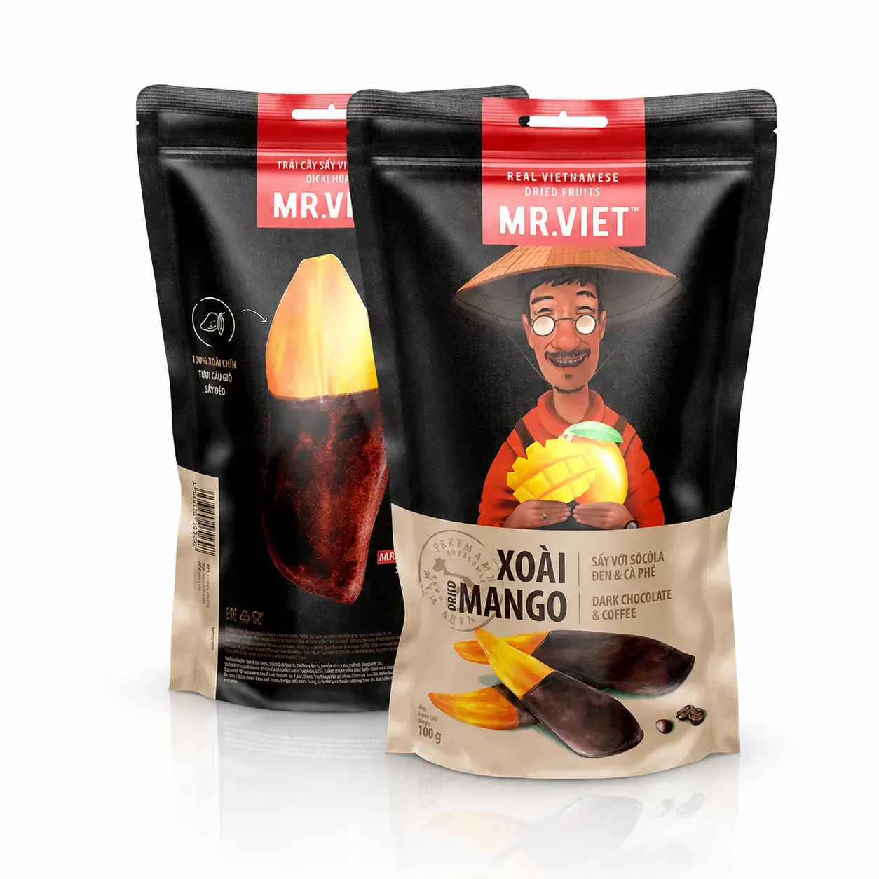 MR.VIET Xoài Sấy Với Sôcôla Đen & Cà Phê 100g Mr.Viet