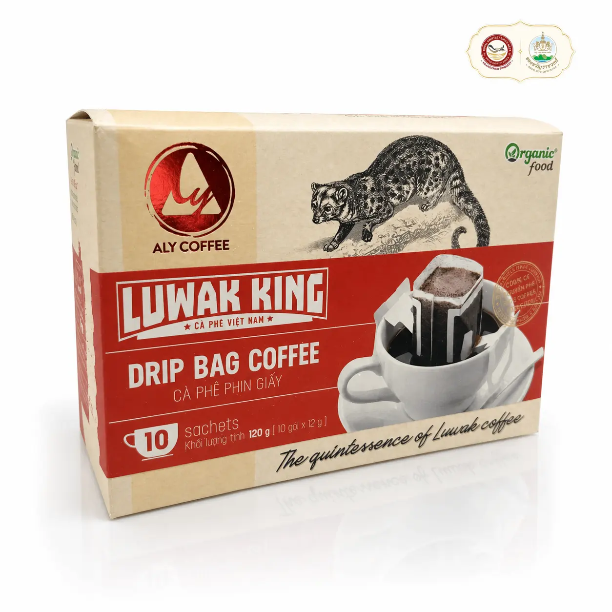 Organic food cà phê phin giấy aly coffee luwak hộp 120g T35