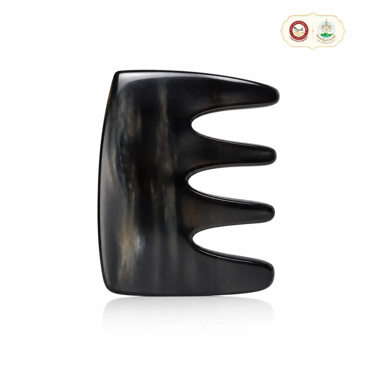 COH144B- Lược sừng đen 5 răng đẹp (Size: S - 9cm) chải tóc xoăn, rối, xù